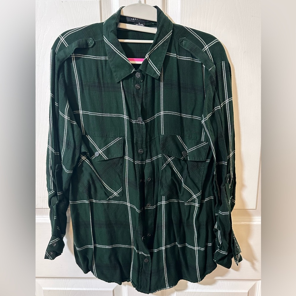 Sanctuary Forest Green Checkered Button-Down Shirt